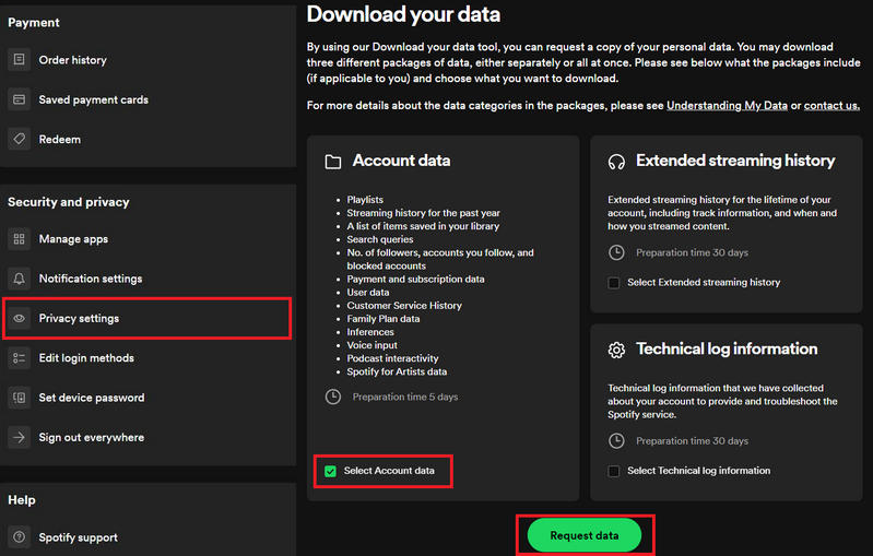 download your data on spotify