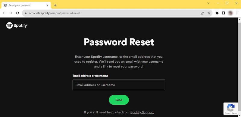 reset the password of spotify account