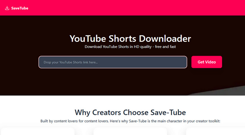 SaveTube website youtube shorts