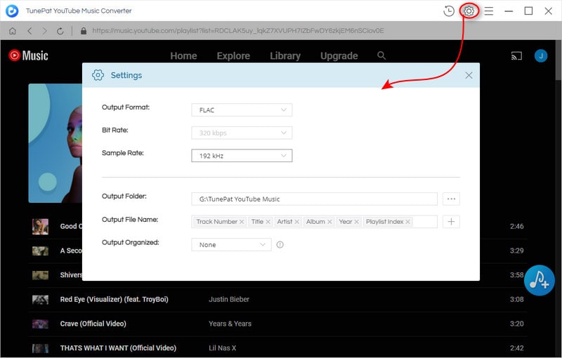 adjust the output format of youtube music