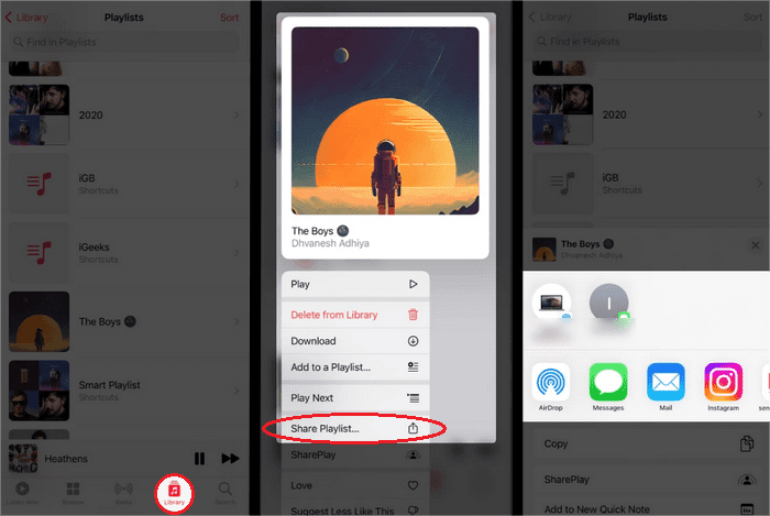 share apple music playlists on iphone