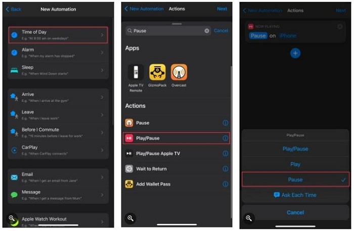 Set automation routines