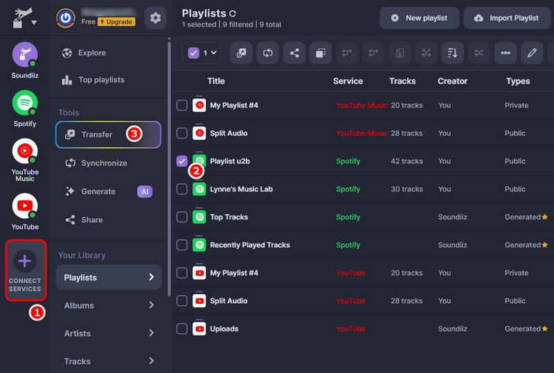 Soundiiz main interface