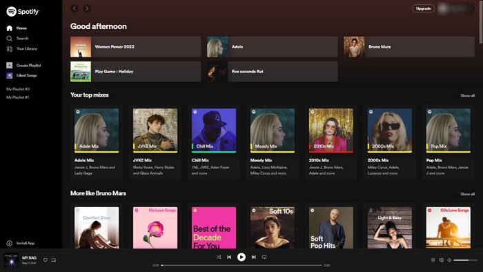 spotify interface web player