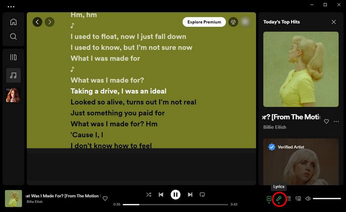 view lyrics on spotify desktop