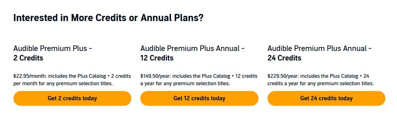 subscribe to Audible 2 credits plan