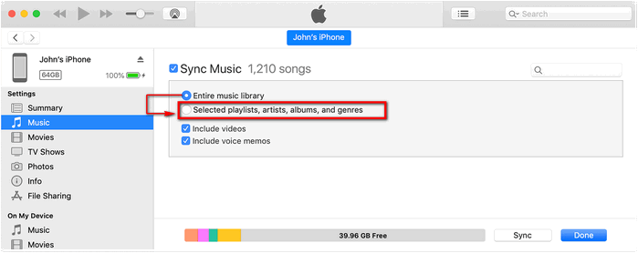 sync music to iphone via itunes