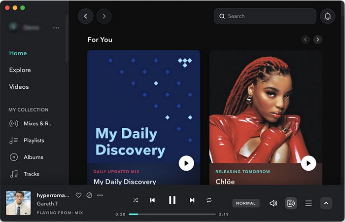 tidal app interface