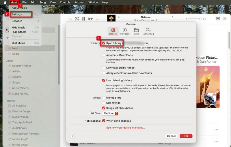 turn off icloud music library on mac