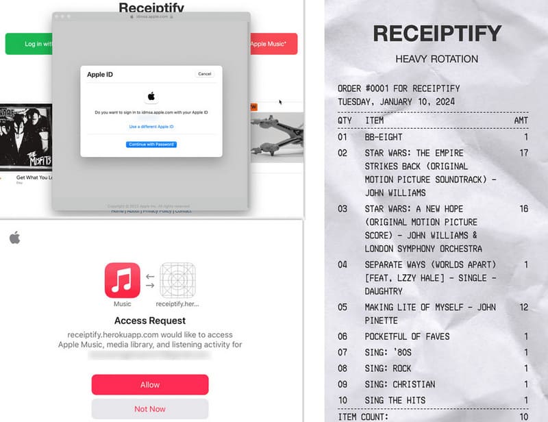 use receiptify for apple music