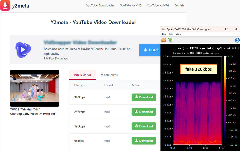 Y2meta audio quality analysis