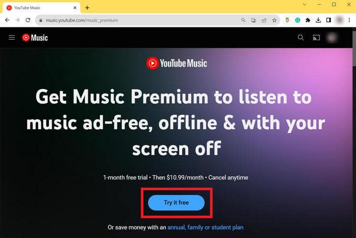 youtube music free trial