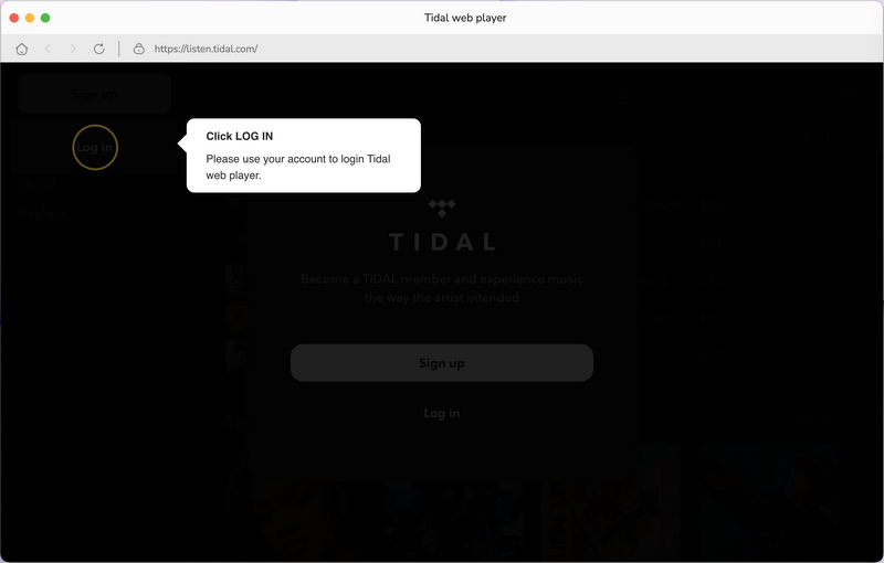 log in to your Tidal account