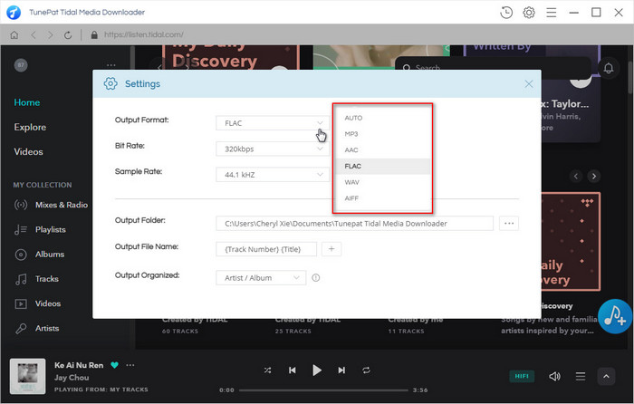 export flac from tidal music