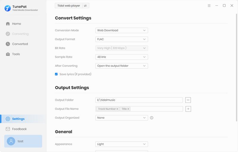 Customize output settings