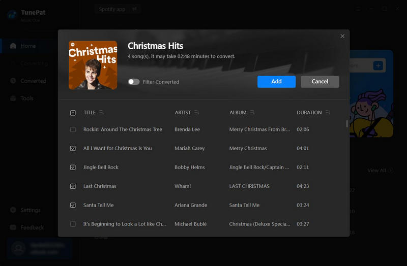 choose christmas music to convert