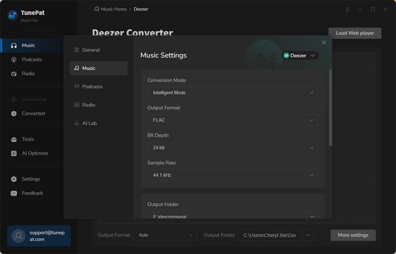 TunePat Music One deezer settings
