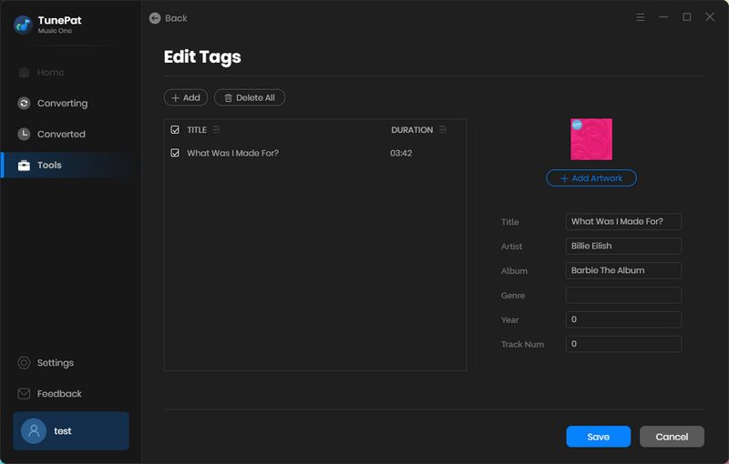 edit tag on music one