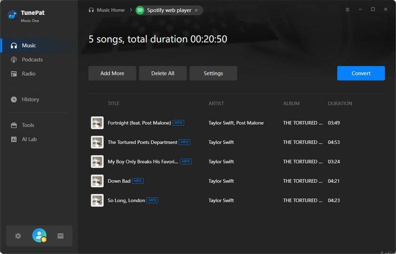 convert taylor swift songs