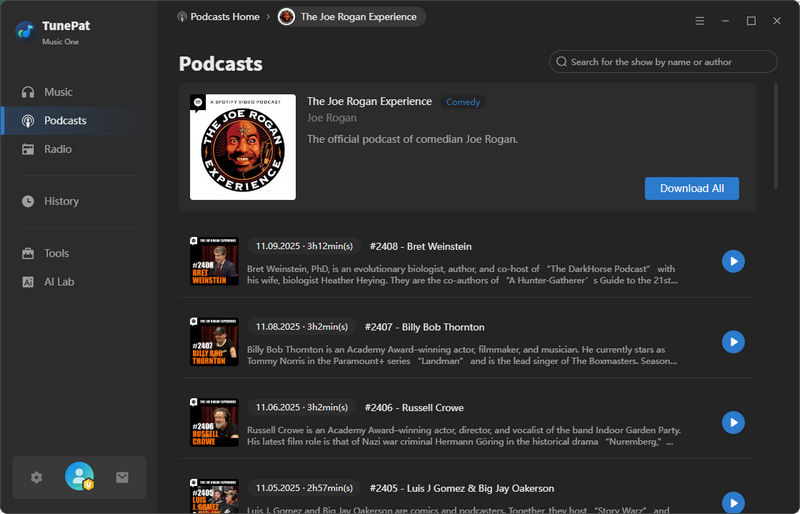 select certain episode to download