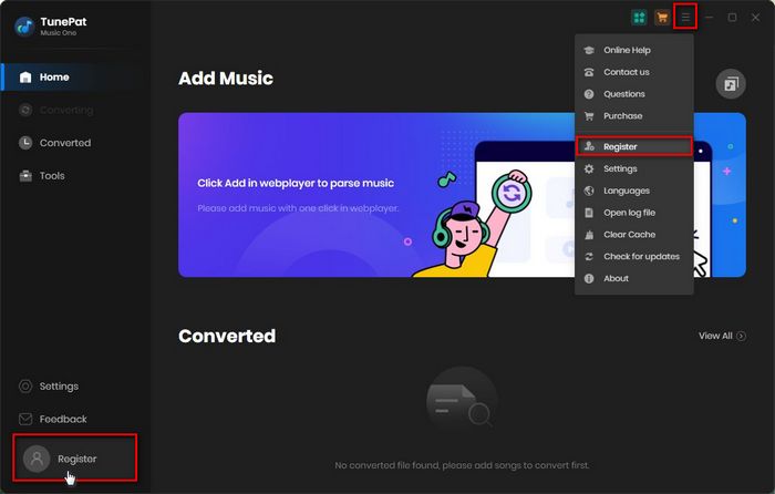 Register TunePat Amazon Music Converter