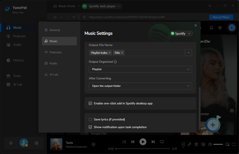 change settings