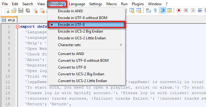 Notepad++ Encoding