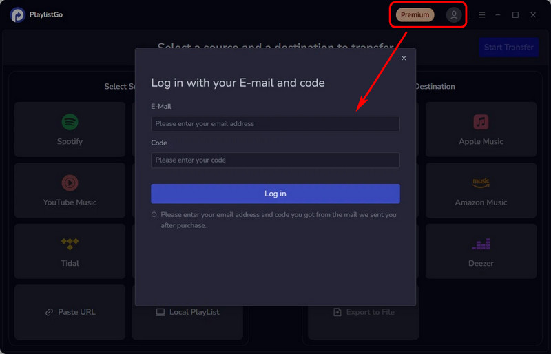 Register Playlist Transfer