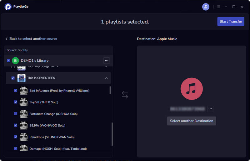 transfer Spotify playlists to apple music