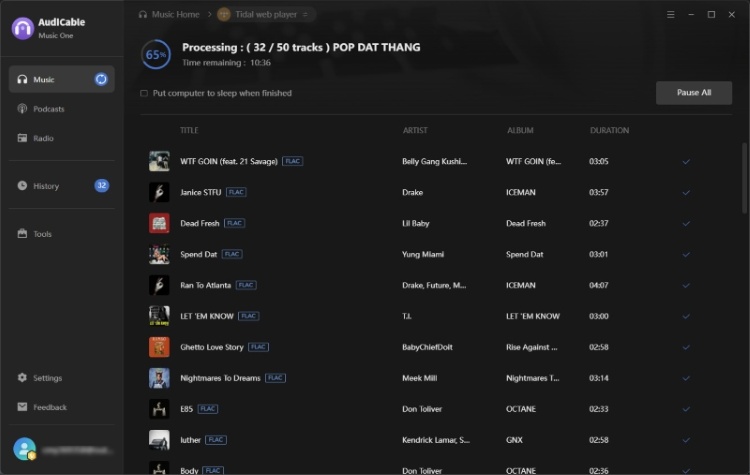 convert tidal playlist