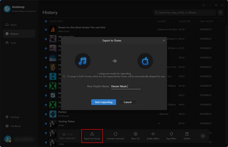 DeeKeep sync deezer songs to iTunes