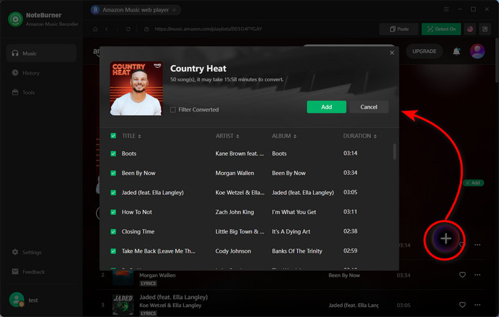 add amazon music playlist to noteburner