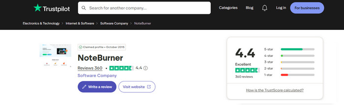 noteburner trustpilot review
