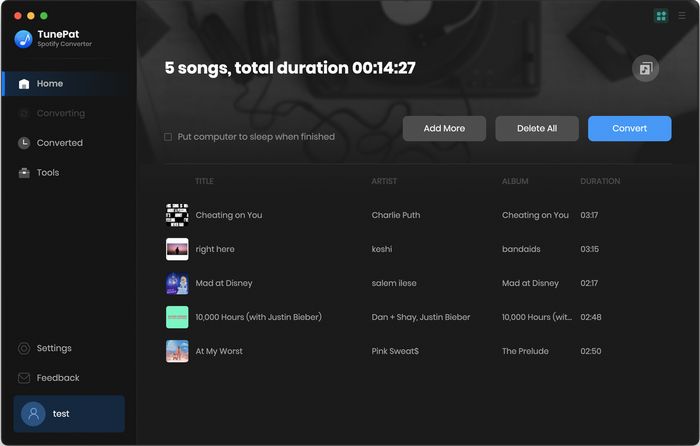 Add Spotify music to TunePat Mac