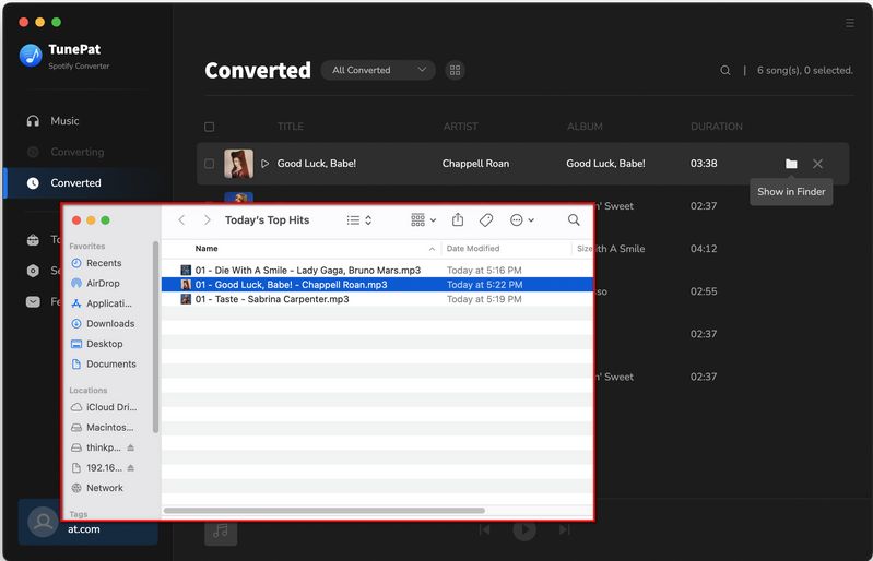 tunepat spotify converter conversion history