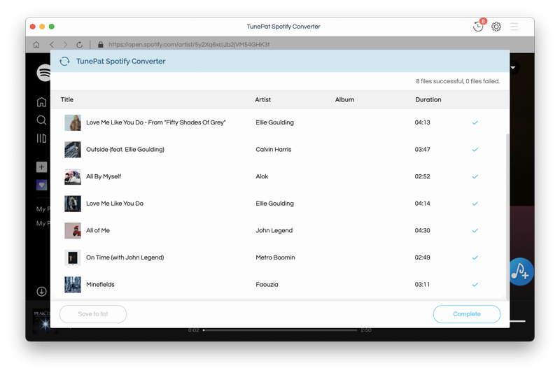 tunepat spotify converter mac conversion