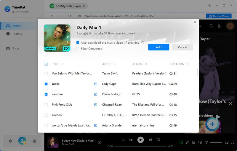 Add Spotify music video to TunePat