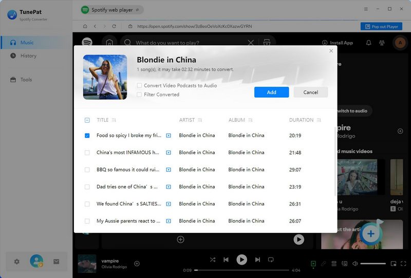 convert spotify podcast video
