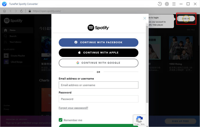 sign in to Spotify account
