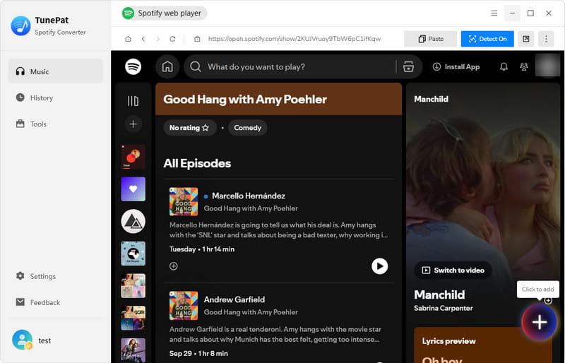 Add Spotify podcast to download