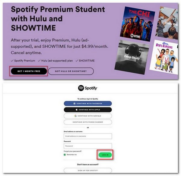 log in to Spotify