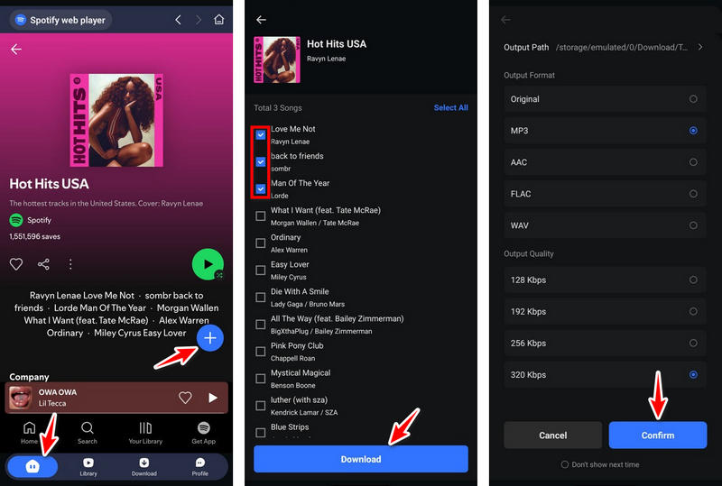 agregar canciones de Spotify para descargar