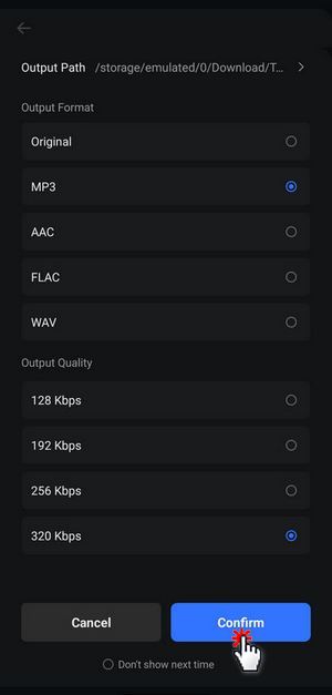 confirm to download