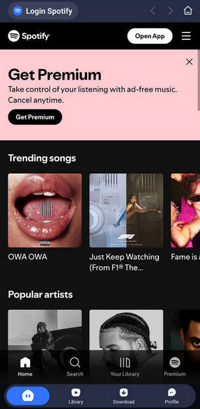 Log in to your Spotify account