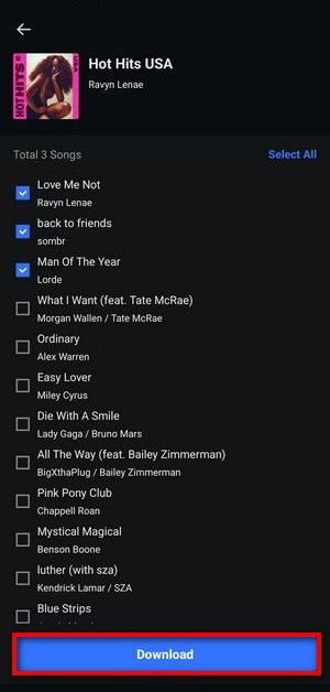 select spotify songs