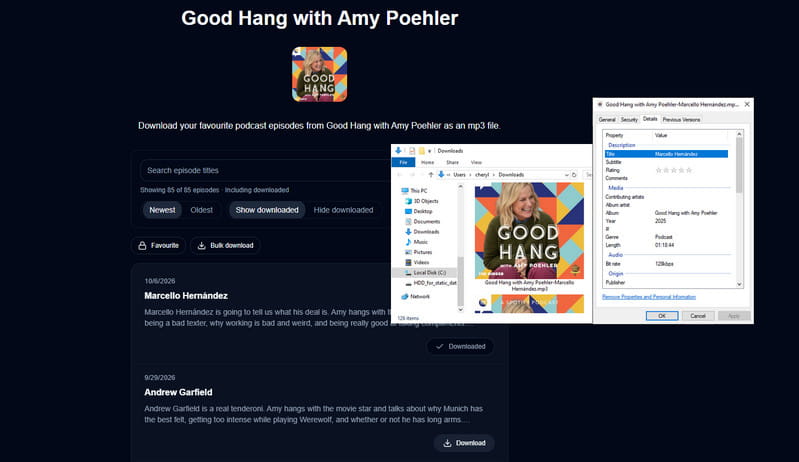 PodcastToMp3 download podcast result