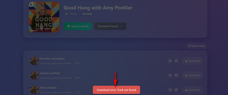 SpotiSaver failed to download podcast