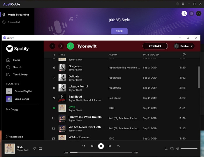 output settings of music