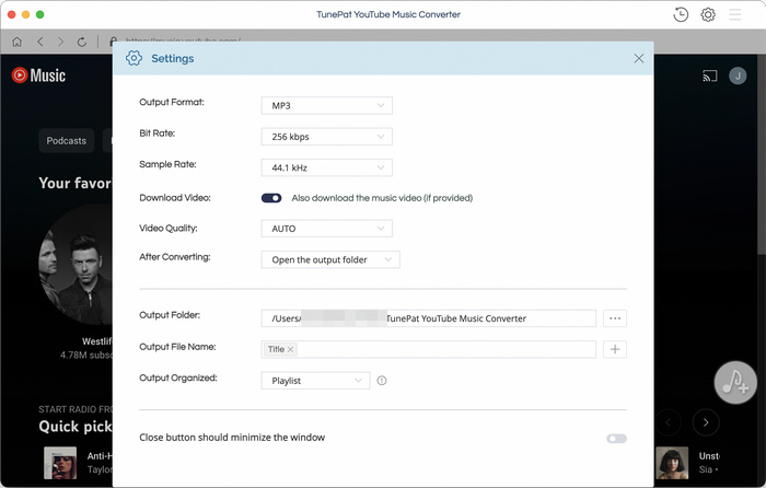 Customize output settings