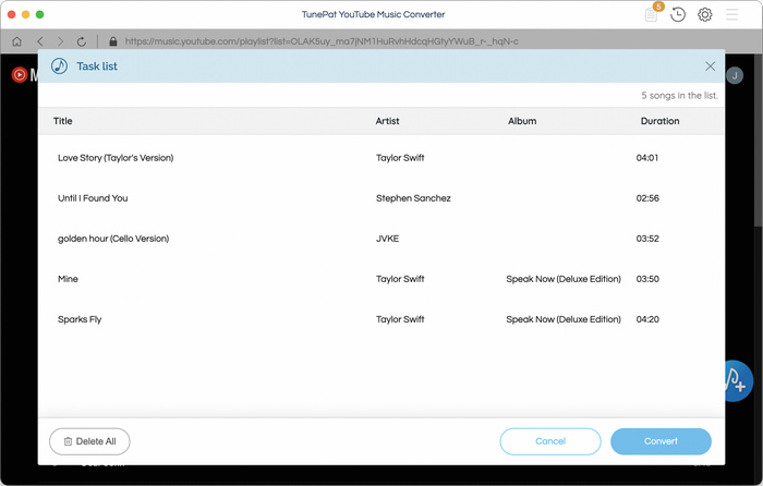 Add YouTube music to TunePat Mac